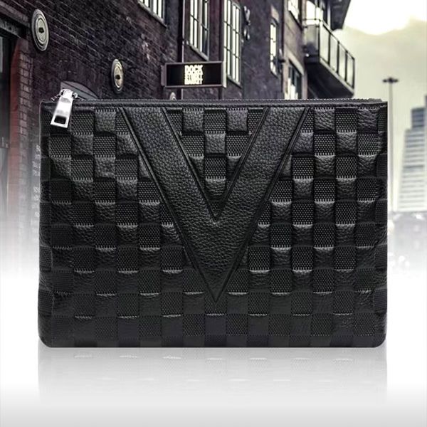 

men fashion large layer cowhide clutch bag large capacity casual men envelope wallet, Brown;gray