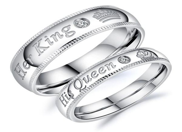 

titanium stainless steel lover ring valentines day his queen her king silver color love ring for couples gift gj6072812141