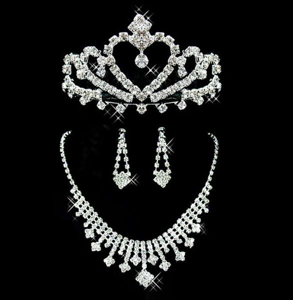 

2019 bridal jewelry wedding bridal rhinestone accessories necklace and earring ear stud style sets silver plated new without tags3156138