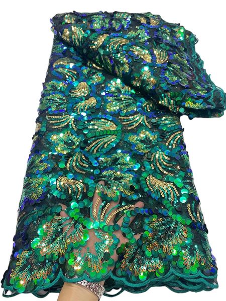 

tulle sequins 5 yards nigeria women ladies lace fabric 2023 wedding birthday party textile formal costume blue sewing craft dentelle dress l, Black;white