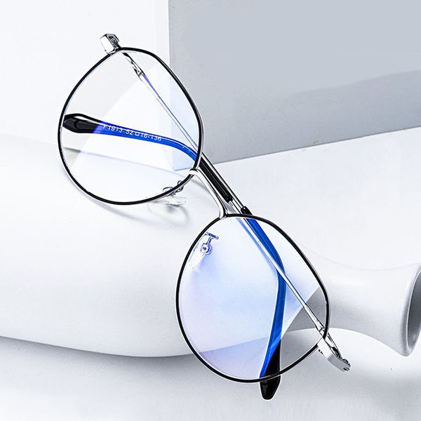 

sunglasses frames metal round anti blue light glasse men classic square eyeglasses transparent computer feminino 230801, Silver