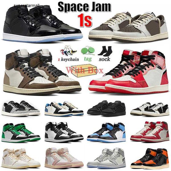 

ts x 1s with box basketball shoes jumpman washed pink 1 mid space jam high low travis reverse mocha black phantom olive men women sneakers