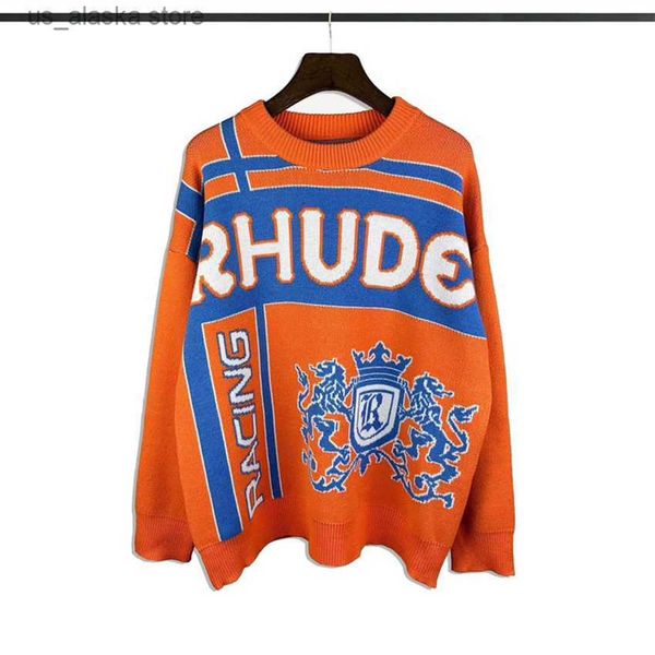 

men's sweaters orange jacquard sweater men women casual sweatshirts t230801, White;black