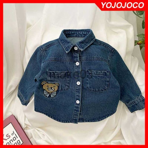 

cardigan baby clothes 04y spring autumn new fashion cowboy children coat boys and girls baby cartoon bear cowboy shirt baby cowboy coat j230, Blue
