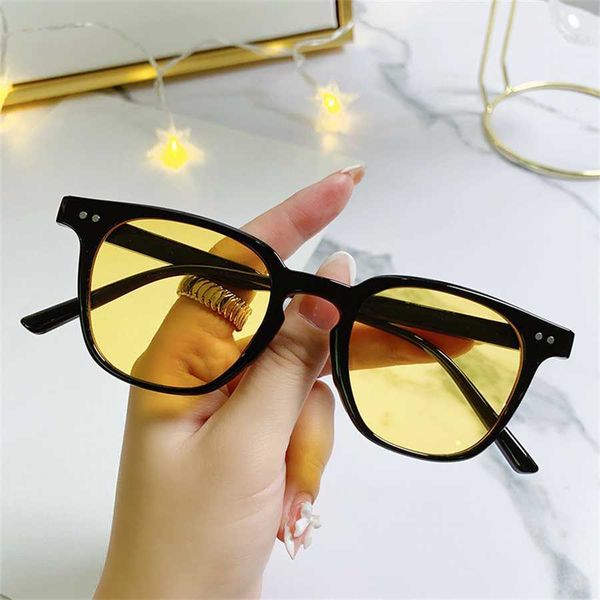

sunglasses women's men's small face yellow green eyewear korean fashion glasses 2022, White;black