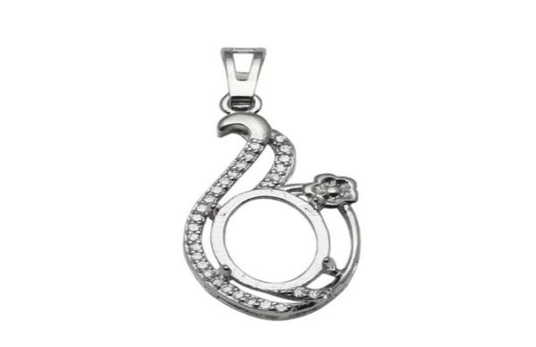 

beadsnice 8x13 mm oval cut vintage style semi mount silver 925 dangle pendant setting wedding pendant necklace handmade id 340638082099, Slivery;crystal