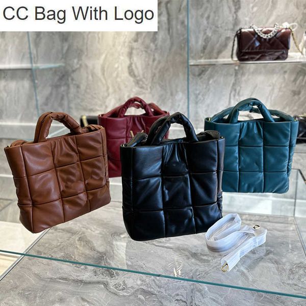 

cc bag designer shopping totes bag square lattice shopper handbags quilted lambskin real leather large capacity shoulder tote bag with chain, Black