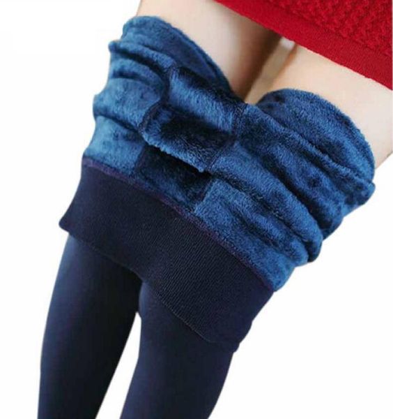 

fashion women039s fleece warm leggings women winter velvet high elastic high waist thick legging slim leggins step pan8780399, Black