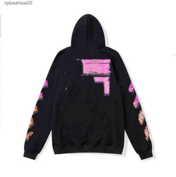 

fashion hip hop oil paint back arrow x men women hooded casual hoodie mens offs sweatshirts designer classic hoodies luxury pullover yo3, Black