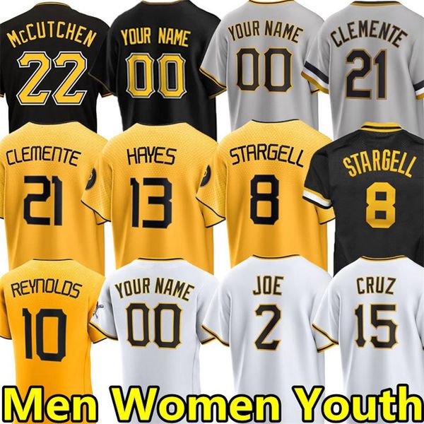 

city connect baseball jerseys roberto clemente willie stargell bryan reynolds ke'bryan hayes connor joe jack suwinski ji hwan bae oneil, Blue;black