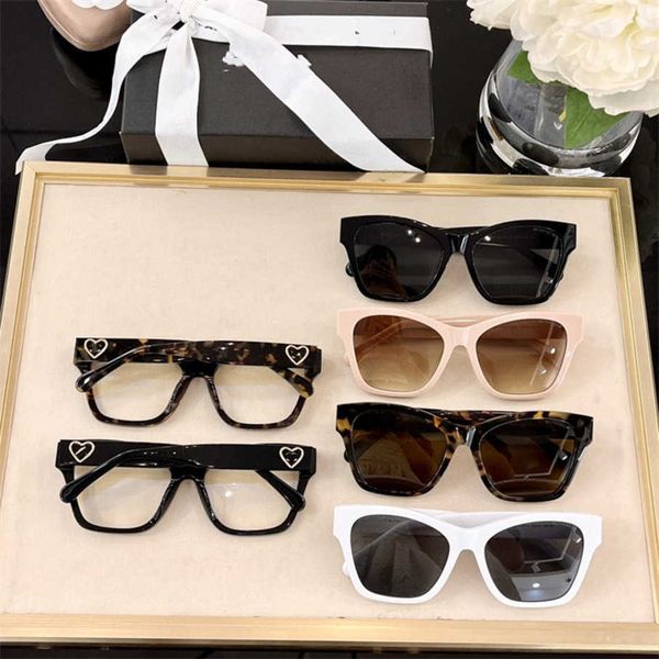 

2023 new luxury designer women's ins same box sunglasses heart-shaped sunglasses ch71468, White;black