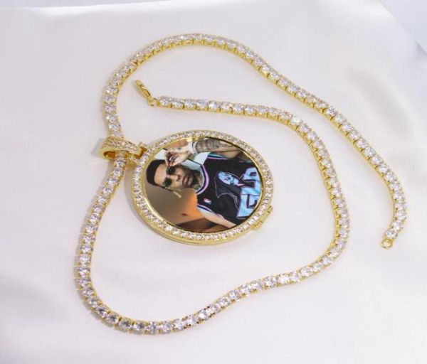 

round po custom made po medallions pendant picture necklace tennis chain gold silver cubic zircon men039s hip hop jewel95390581689120