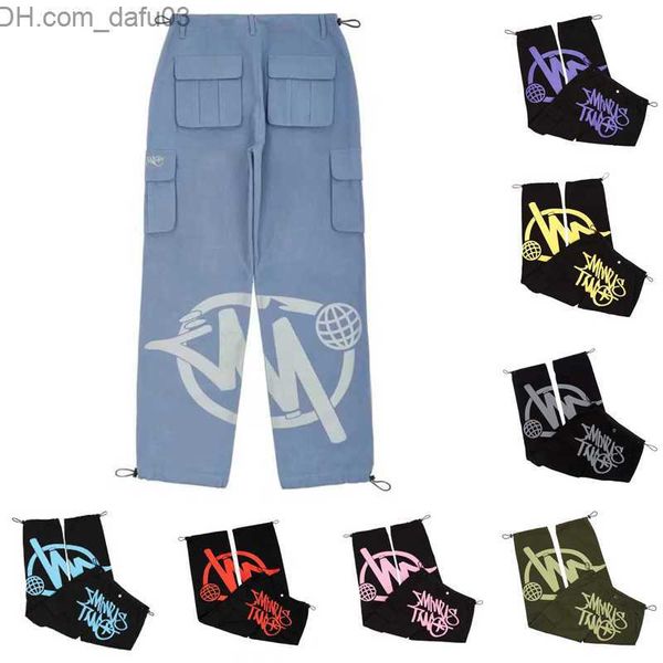 

men's jeans mens pants minus two cargo y2k casual loose punk rock straight wide leg trouser streetwear pant retro street trend overalls, Blue