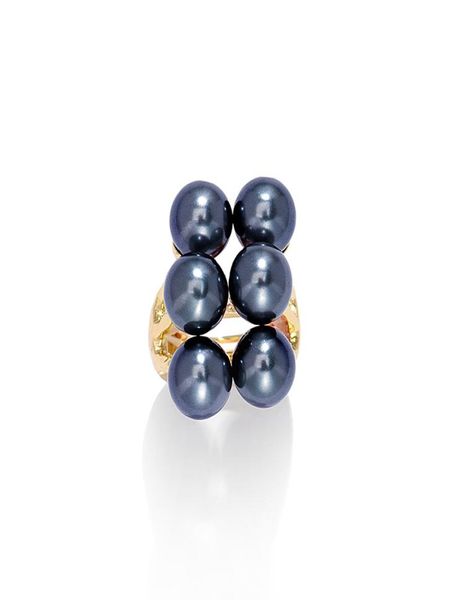 

fashion band rings colorful crystal gold plated engagement jewelry sets black pearl hawaiian ring for women party8633681, Silver