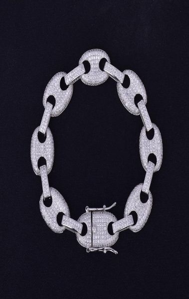 

iced out zircon bead chain bracelet copper material gold silver color bling bling cz men hip hop bracelet4444606, Golden;silver