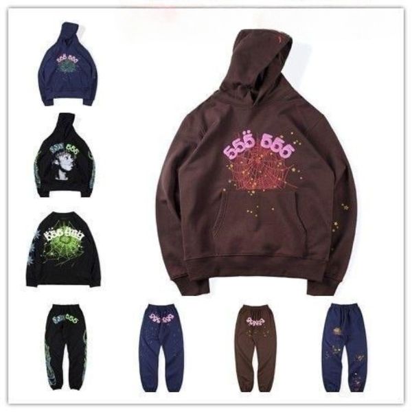 

men tracksuit sp5der hoodie and pants tracksuit young thug spider hoodies womens sweatshirts web printed 555555 graphic y2k hoodies track su, Gray