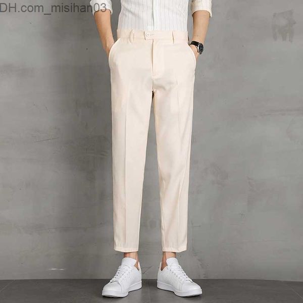 

men's pants tfetters summer men's pants solid color fashion men's casual straight ankle pants men's z230802, Black