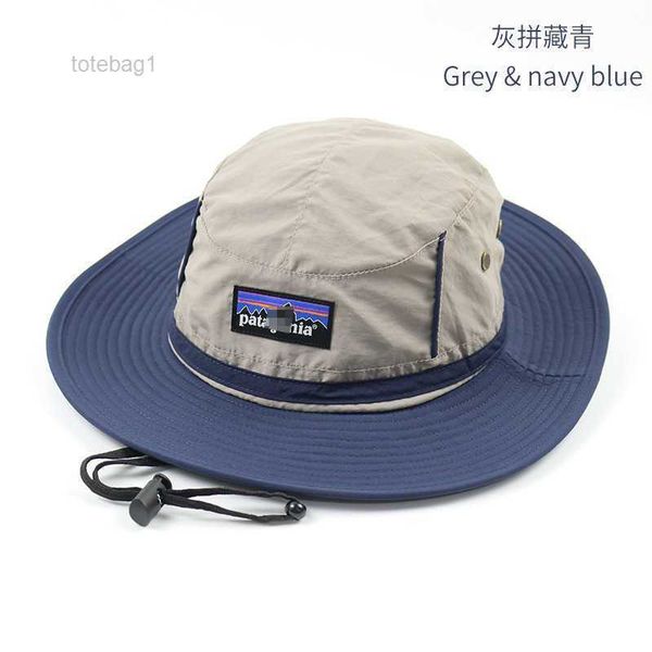 

quick drying new bucket hat designer cap summer thin waterproof bucket men's patchwork drawstring wide brim hats 1 9dcw, Blue;gray