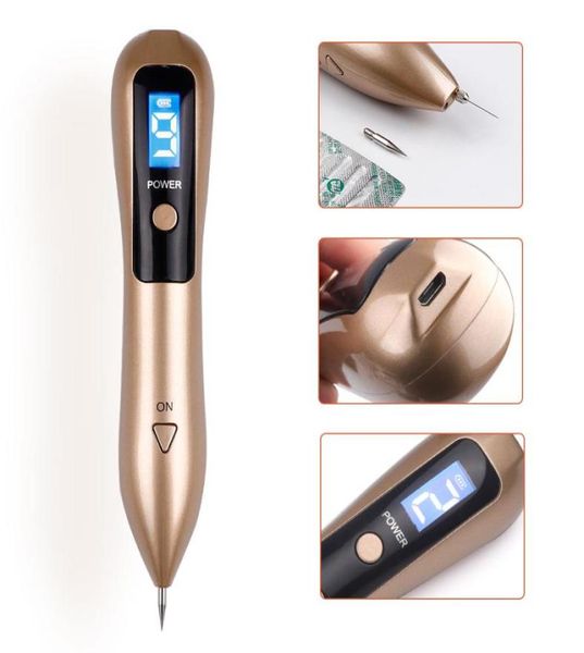 

9 level lcd face skin dark spot remover mole tattoo removal plasma pen machine facial freckle tag wart removal beauty care7163549, Black