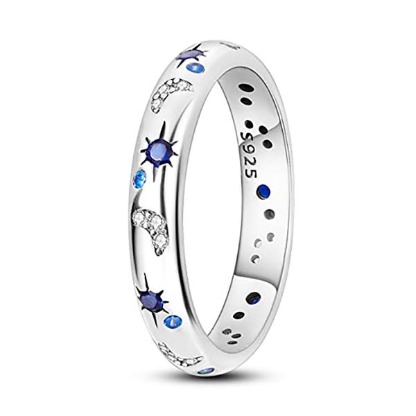 

design 925 sterling silver sun star and moon rings colorful cubic zircon ring for women jewelry wedding engagement birthday gift, Slivery;golden