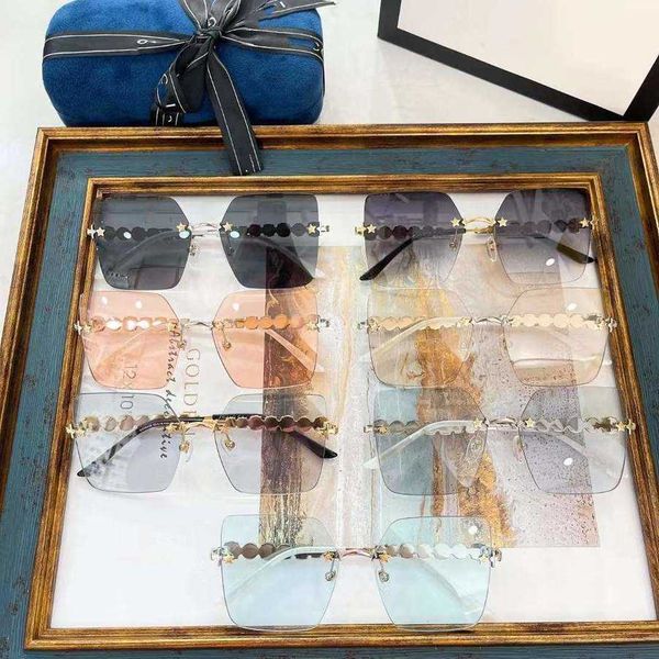 

2023 new luxury designer family g's new tiktok same frameless candy color advanced sunglasses women's versatile fashionable glasse, White;black