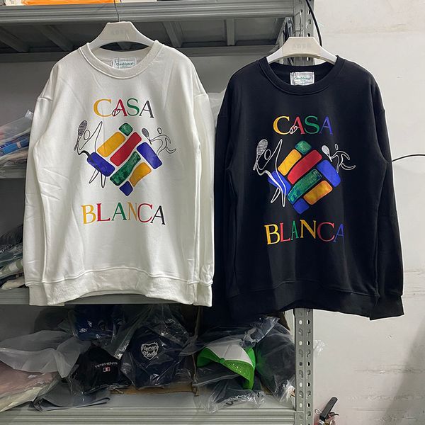 

mens hoodies sweatshirts fw men women hoodie black white pullover tennis colorful letters casablanca 230731