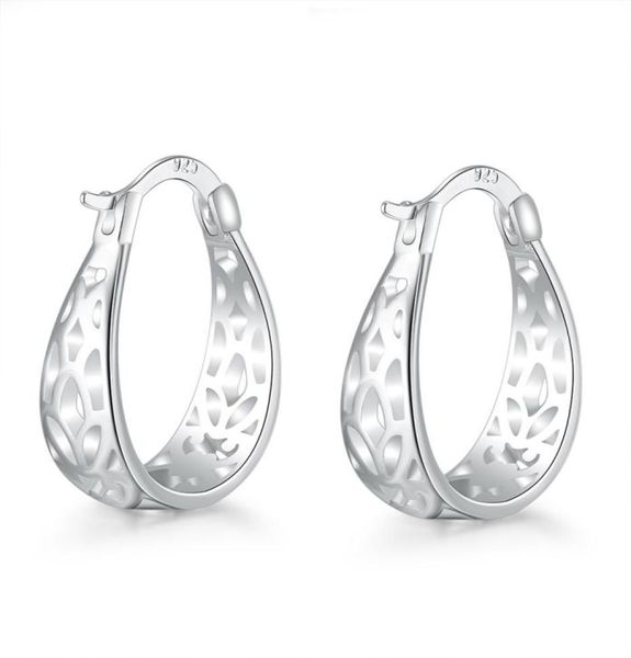 

whole patico hoop new 925 sterling silver vintage hollow out design loop earrings jewelry elegant for woman8116015, Golden;silver
