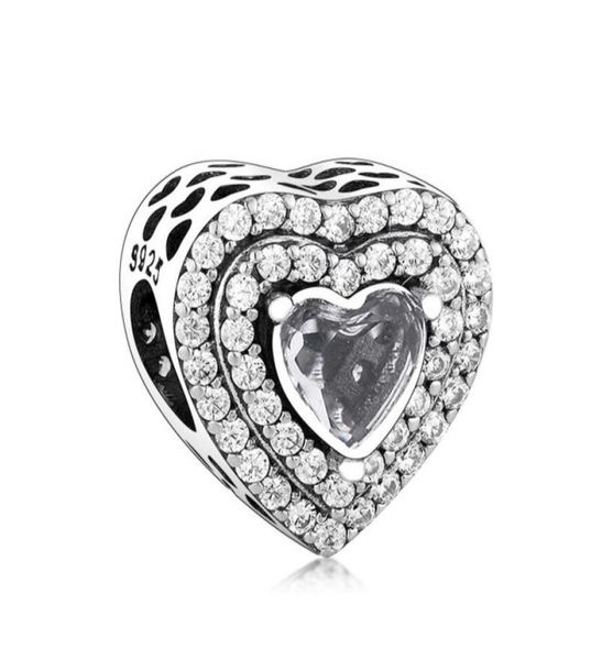 

fit original brand charm bracelet 925 sterling silver heart with zirconia stone bead for women berloque valentine256p3635509, Black