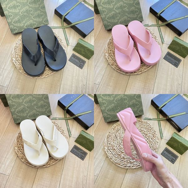 

2023 designer interlocking g double slippers platform slippers wedge 5cm home women sandals comfort thongs casual shoes ladies girls slipper, Black