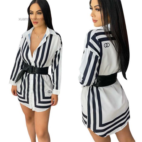 

shirt dress fashion lapel neck long sleeved mini clubwear p0u1, White;black