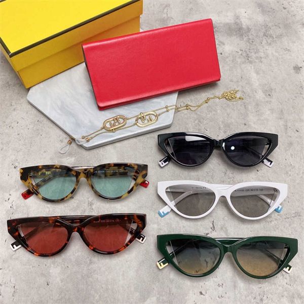 

luxury designer sunglasses 2023 new f home network red same fashion ff40009 personalized chain cat glasses sunglasses, White;black