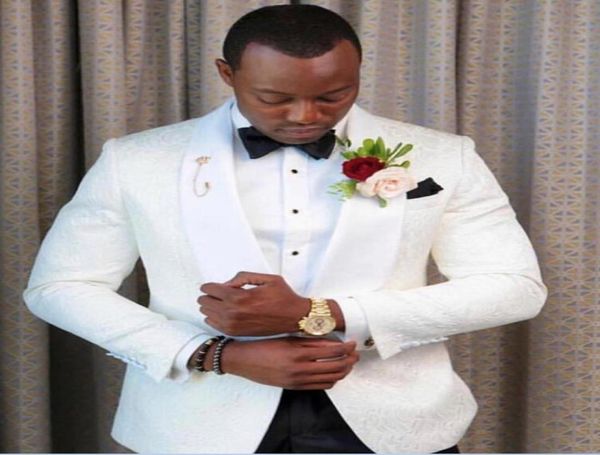 

2019 groom tuxedos one button ivory shawl lapel man suits wedding groomsman men wedding suits bridegroom jacketpantstie3941190, Black;gray