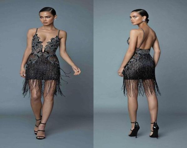 

2019 berta evening dresses spaghetti illusion luxury embroide beading backless short prom dress cocktail gowns rhinestone for6254401, Black;red