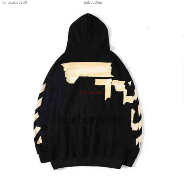 

offs 2023 style trendy fashion sweater painted arrow crow stripe loose hoodie men's and women's coatjqm1 t-shirts white hot, Black