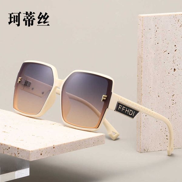 

luxury designer sunglasses 2023 new ff letter anti uv large sunglasses half frame glasses, White;black