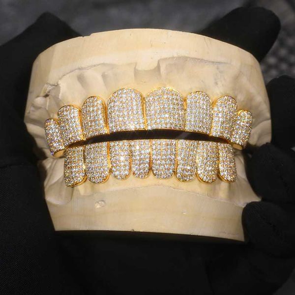 

Custom Made Personalized Vvs Vvs1 Moissanite Diamond Mens Hip Hop 14k White Gold Iced Out 18k Gold Plate Grillz Teeth Decoration
