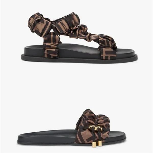 

slippers women 2023 designer print women's hand feel satin sandals silk scarf fabric comfortable soft flat shoes sandals sandals lace h, Black