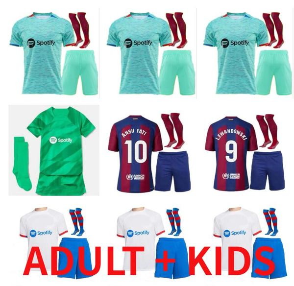 

23 24 lewandowski soccer jersey kids kit gavi camiseta de futbol pedri ferran 2023 2024 barcelonas ansu fati raphinha f. de jong gundogan r., Black;yellow