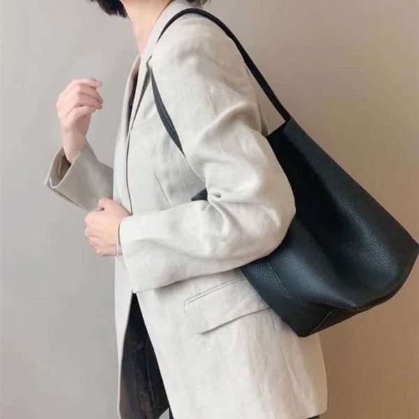 

birkins the row bag leather large capacity one shoulder bucket bag large tote bag fashion leisure commuter bag female