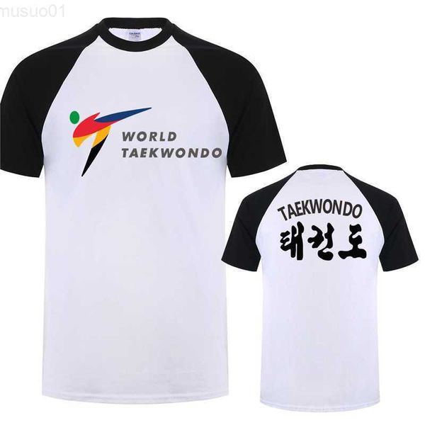 

men's t-shirts wtf world taekwondo federation t shirt tee summer short sleeve cotton o-neck man tshirts lh-241 l230209, White;black