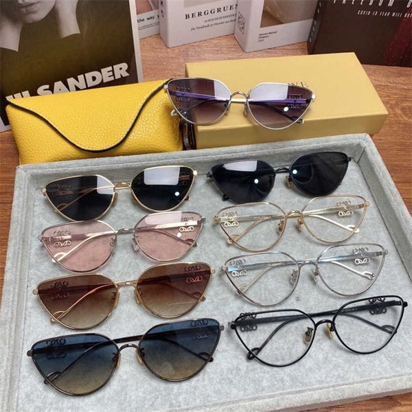 

2023 luxury designer sunglasses new luo yijia metal cat's eye red ins same personalized lw sunglasses fashion, White;black