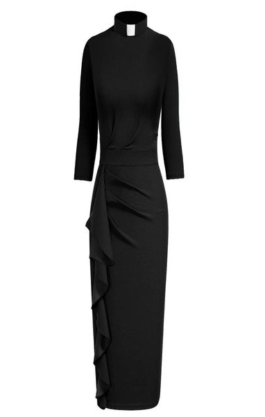 

clergy women dress formal catholic church priest tab collar dress black mass pastor costumes4167383, White;black