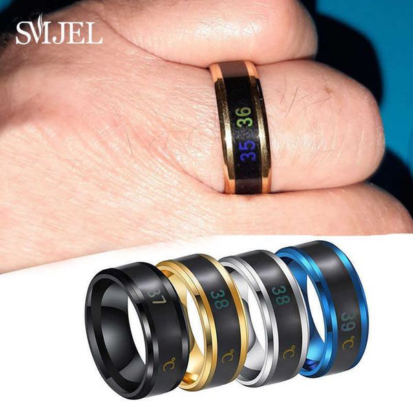 

smart sensor body temperature ring man women multifunctional stainless steel display real-time test finger rings, Silver