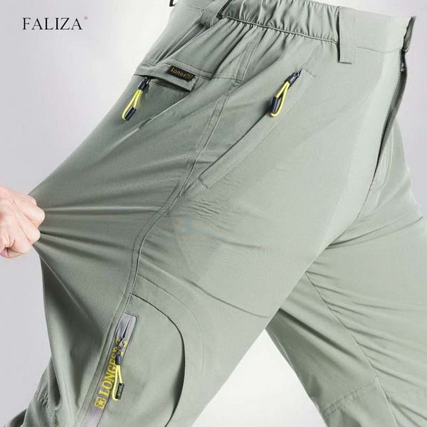 

men's pants faliza stretchable mens cargo pants summer men casual pant quick dry outdoor hiking trekking tactical male sports trousers, Black