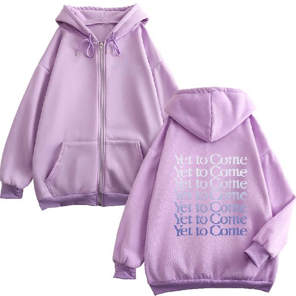 

women s hoodies sweatshirts yet to come zip hoodie k pop hooded jacket fleece purple zipper coat fashion sport sweatshirt jogging 230801, Black