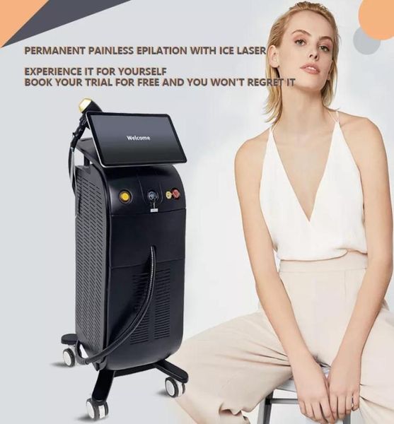 

2022 professional soprono diode hair removal ice titanium facial painless electric depilator ice platinum 755nm 808nm 1064nm1032987, Black