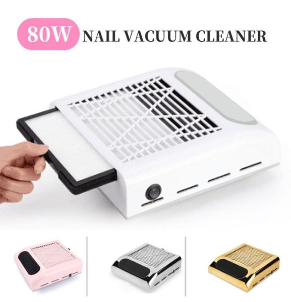 

professinoal 80w nail dust collector fan vacuum cleaner manicure machine with filter strong power salon nails art equipment88034259947582, Silver