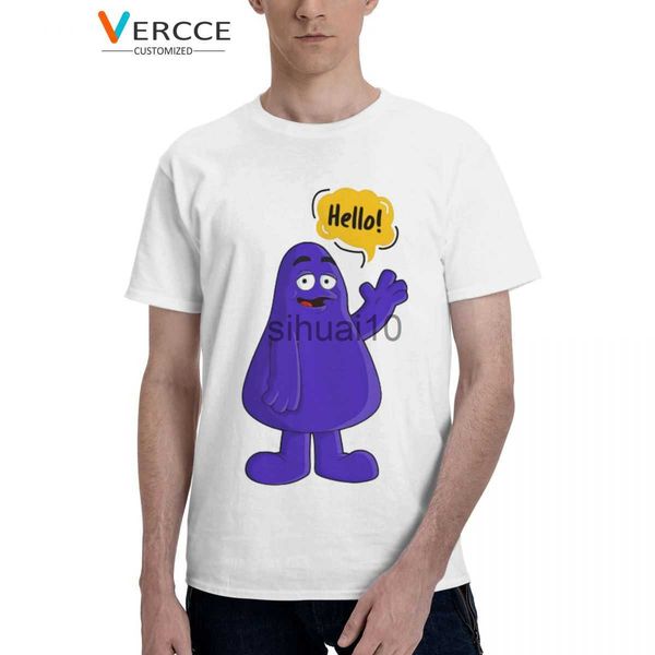 

men's t-shirts grimace hello t shirt cotton tees short sleeve clothing tshirt for men women gift idea j230731, White;black