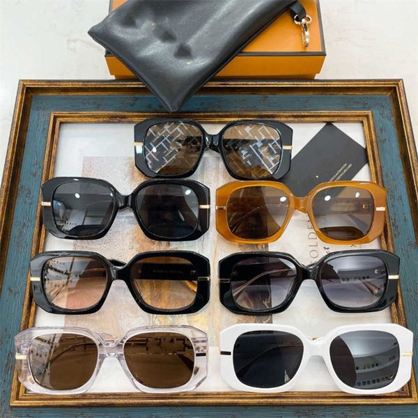 

2023 new luxury designer style f family personality box female star ins net red fashion sunglasses fe40065, White;black