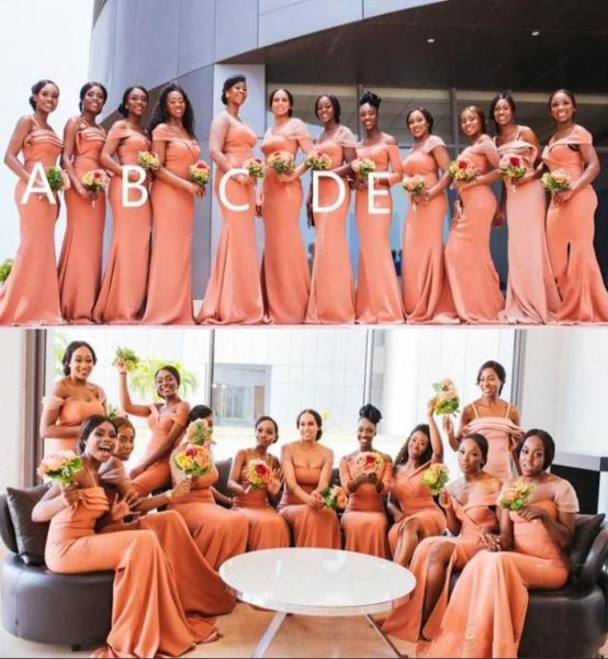 

african mixed styles mermaid bridesmaid dresses long convertible wedding party dress off shoulder plus size maid of the hono3250963, White;pink